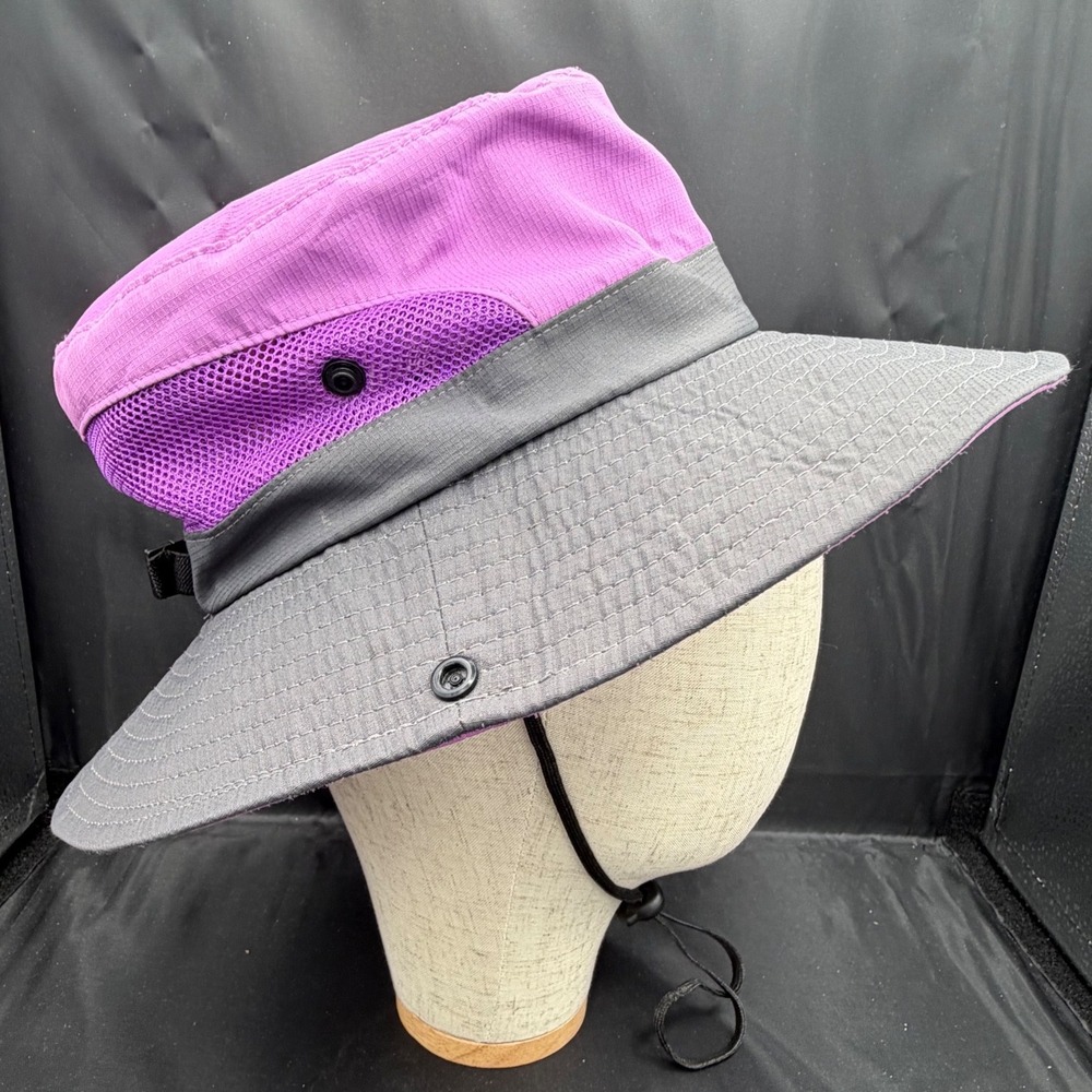 Sun Shade Boonie Hat Purple Grey Mesh Breathable Outdoor Hiking Sun Bucket Hat